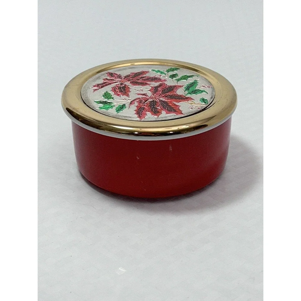 Chokin Poinsettias Trinket Dish Jamestown China With Gold Rim‎ Christmas